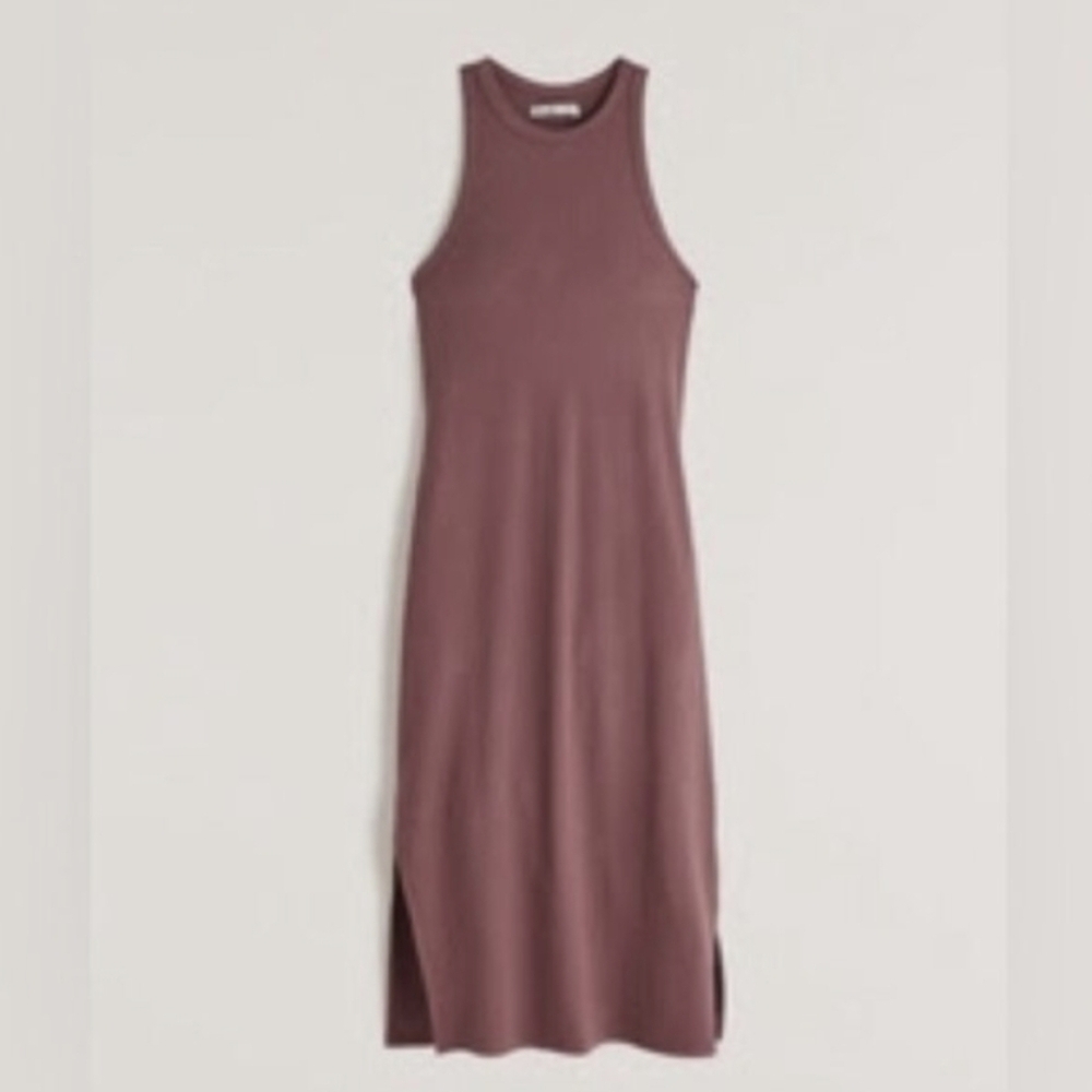 Abercrombie & Fitch Mauve Ribbed Midi Dress